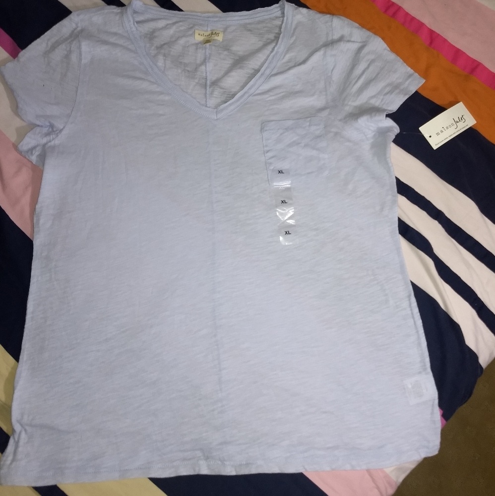 Maison Jules V-Neck Patch-Pocket Halogen Blue